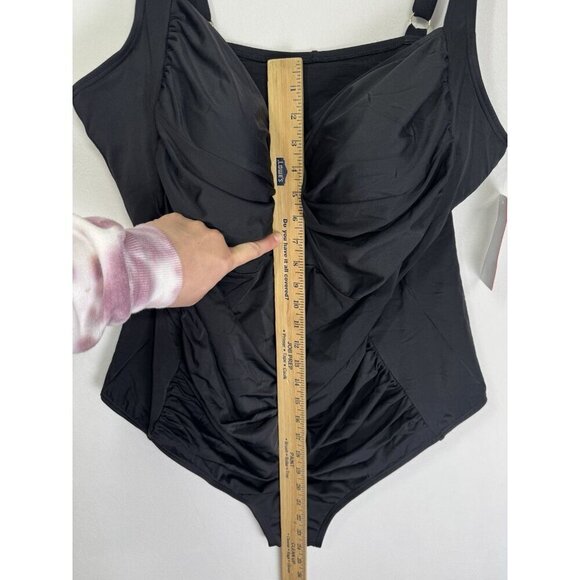 NWT Swimsuits for All One Piece Swimsuit Womens 26 Black V-Neck Shelf Bra Lined - Picture 11 of 13